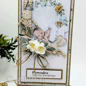 pamiątka chrztu świętego w ozdobnym pudełku - kartka ręcznie robiona