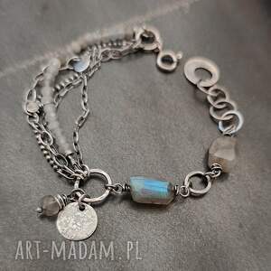 bransoletka z labradorytem srebro oksydowane kamienie naturalne, surowa