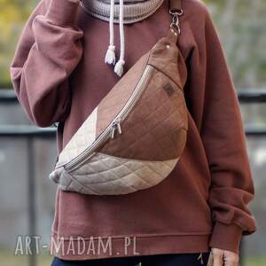 Beżowo-brązowa nerka XXL - mini plecak na prezent handmade