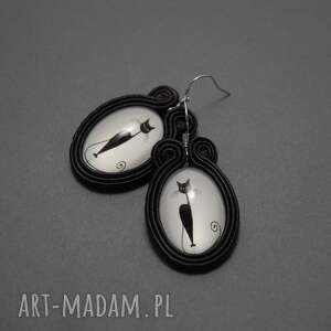 kolczyki sutasz z kotem sznurek, wyjściowe eleganckie, duże