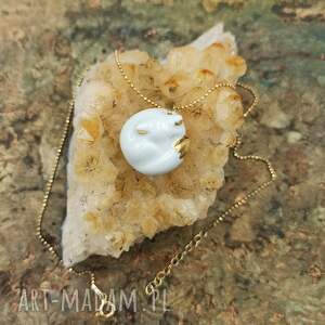 złoty lisek, porcelana ag 925, minimalistyczny naszyjnik z zawieszką, leśne