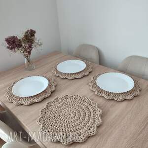 Komplet podkładek szydełkowych ze sznurka 4szt - 32cm