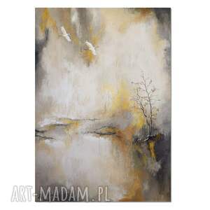 żurawie abstrakcyjny pejzaż obraz ręcznie malowany nowoczesna abstrakcja