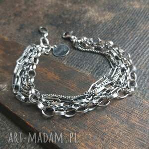 handmade bransoletka srebrna z łańcuszków