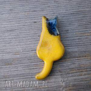 handmade magnesy ceramiczny magnes kot żółty