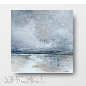 Pejzaż w akwareli 20x20 cm - ręcznie malowany, sygnowany (Rembrandt)