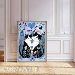 święta, kociaki plakat A3, akwarela, kotek ilustracja