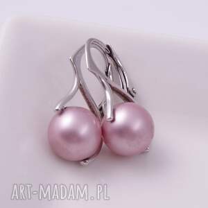 różowe kolczyki z pereł swarovski - perły, delikatne