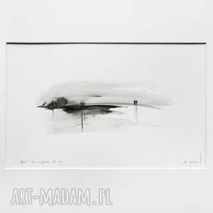 minimalistyczny pejzaż - nr 16 50x40cm, grafika czarno biała, tusz na papierze