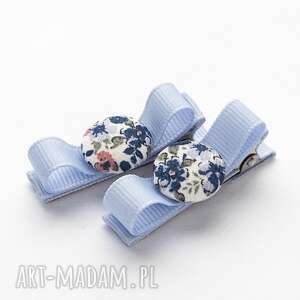 handmade dla dziecka spinki do włosów z guziczkiem ella blue