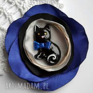 kotek niecnotek - broszka z kolekcji masquerade, kot, broszka, kwiat, przypinka