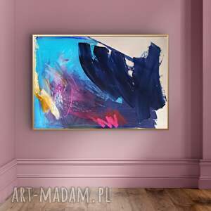 Navy - 100x70, abstrakcja obrazy, nad - łóżko