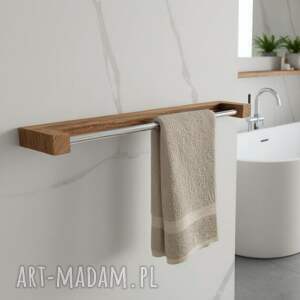 pozytywnie w drewnie dębowy wieszak na ręczniki z prętem ze stali nierdzewnej 58