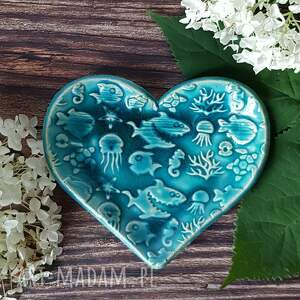 ręcznie zrobione dekoracje turkusowe serce