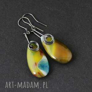 Kolczyki Tesna - agat i oksydowane srebro, agatowe