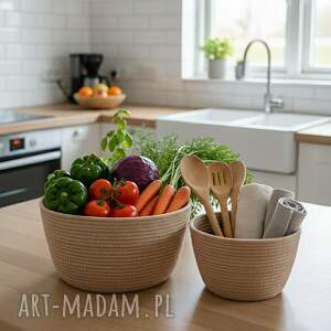 zestaw koszyków ze sznurka rękodzieło na prezent ks031
