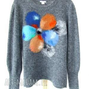 klasyczny szary ciepły sweter L z wełną moher