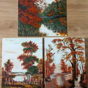 Prezent SLOW LIFE NA ŚCIANIE - TRYPTYK NATURY JESIENNE CZERWIENIE