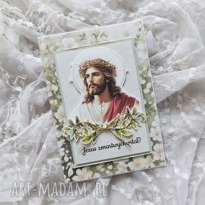 handmade scrapbooking kartki kartka wielkanocna z jezusem zmartwychwstałym 2