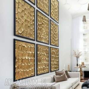 golden - pieces 180x180cm zestaw 9 dekoracyjnych, płaskorźeźbionych złotych