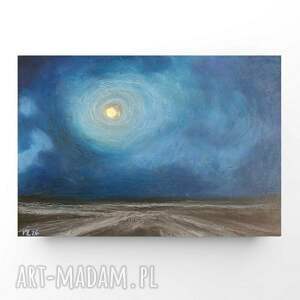 unikalny, noc - praca formatu A5 rysunek, pastele olejne