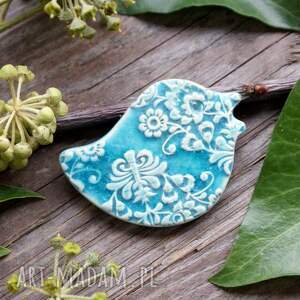 handmade dekoracje ptaszek - magnes ceramiczny