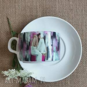 ceramika filiżanka kolor kobiety - różowy prezent, obraz