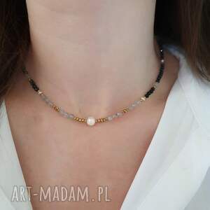 Prezent Naszyjnik z turmalinem i perłą, regulowany