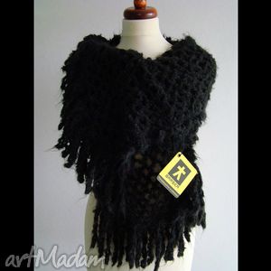 handmade szaliki szal czarny ażurowy