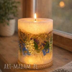 bezzapachowa świeca botaniczna z prawdziwymi dzikimi kwiatami, prezent ślubny