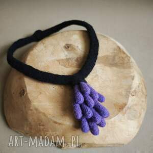 naszyjnik filcowany fioletowe sople - filcowany naszyjnik, wełniany, lekki