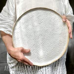 goceramika duża patera w margerytki talerz do serwowania ceramika artystyczna