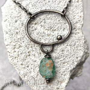 wisior srebrny ze szkłem antycznym, szkło antyczne, kolor morski