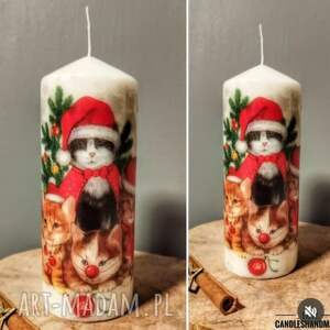świeca dekoracyjna 20 cm boze narodzenie, koty, świąteczne prezent, magia