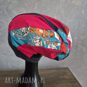 czapka smerfetka patchworkowa na podszewce świetna na codzienne noszenie boks