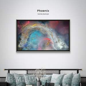 Obraz abstrakcyjny Phoenix 110x70 cm - błękit i róż