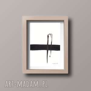 obrazek A4 malowany ręcznie, minimalizm, abstrakcja czarno-biała