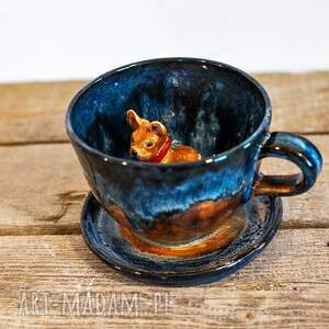 Prezent Ceramiczna filiżanka z figurką BULDOŻKA FRANCUSKIEGO