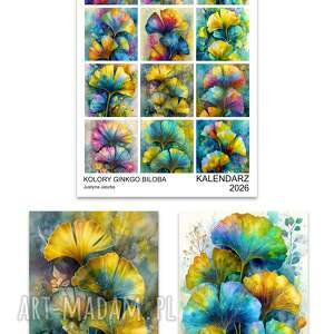 kalendarz 2026 kolory ginkgo biloba 15x21 cm, planner, prezent, natura
