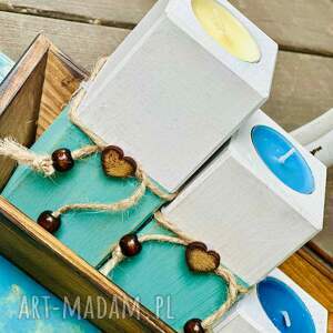 Prezent Komplet rustykalnych świeczników, dekoracja stołu