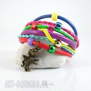 handmade bransoletka - jednorożec rzemienie, konik, kolorowa
