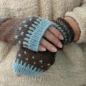 prezent święta Wełniane mitenki, rękawiczki bez palców