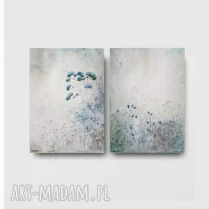 Dwie oryginalne akwarele z trawami 24 x 18 cm