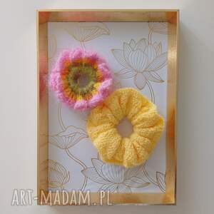 zestaw gumek do włosów, scrunchie frotka, ręcznie robiona, szydełko