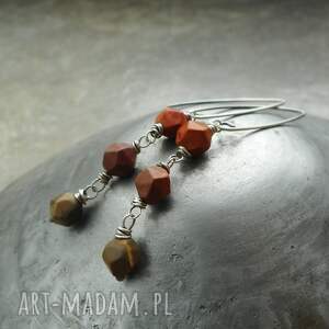 kolczyki malowane jesienią, barwy ziemi kolory ziemi, brązy, srebro