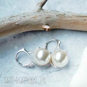 srebrne kolczyki perły swarovski