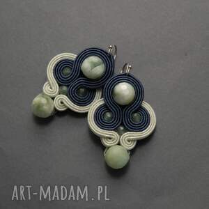 kolorowe klipsy sutasz z angelitami pawimi, sznurek, eleganckie