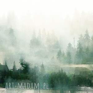 obraz na płótnie - las we mgle abstrakcja 100x70 cm 1 0306
