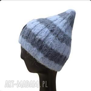 robiona na drutqch z alpaki - czapka na drutach