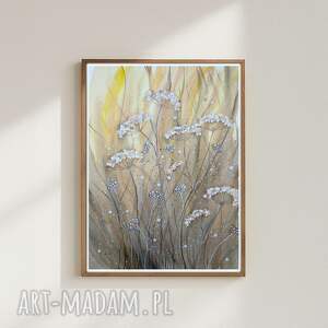 Oryginalna akwarela 30x40 cm - łąka, kwiaty i trawy